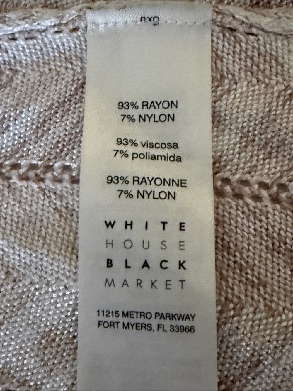 White House Black Market Chevron Pointelle  Beige Open Front Cardigan Size Med - Picture 9 of 11